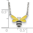 Sterling Silver Polished Yellow & Black Enameled Bumblebee with 2 Inch Extension Children's Necklace
