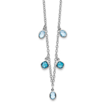 Sterling Silver Rhod-plat London and Sky Blue Topaz w/ 2in ext. Necklace