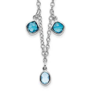 Sterling Silver Rhod-plat London and Sky Blue Topaz With 2in ext. Necklace - Birthstone Company