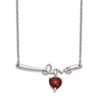 Sterling Silver Rhod-plat Heart Garnet Love With 2.25in ext. Necklace - Birthstone Company