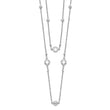 Sterling Silver Rhodium-plated CZ/Beaded 2-strand w/1in Ext. Necklace