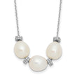 Sterling Silver Rhodium-plated CZ Bead/FWC Pearl With 2in ext. Necklace - Birthstone Company