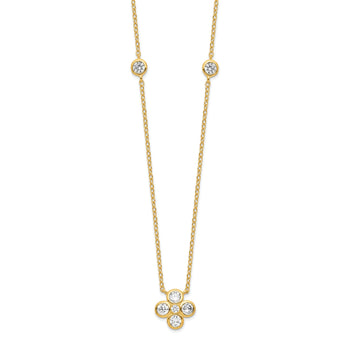Sterling Silver Gold-plated Polished CZ 18in w/2in ext. Necklace