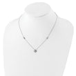 Sterling Silver Rhodium-plated Polished CZ Flower with 2in ext. Necklace