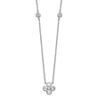 Sterling Silver Rhodium-plated Polished CZ Flower with 2in ext. Necklace