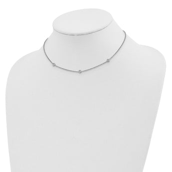Sterling Silver Rhodium-plated CZ w/ 3in ext. Choker - Birthstone Company