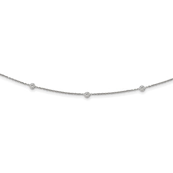 Sterling Silver Rhodium-plated CZ w/ 3in ext. Choker - Birthstone Company