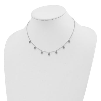 Sterling Silver Rhodium-plated CZ w/ 4in ext. Choker - Birthstone Company