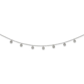 Sterling Silver Rhodium-plated CZ w/ 4in ext. Choker - Birthstone Company