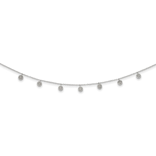 Sterling Silver Rhodium-plated CZ w/ 4in ext. Choker - Birthstone Company