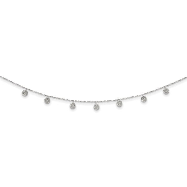 Sterling Silver Rhodium-plated CZ w/ 4in ext. Choker