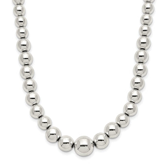 Sterling Silver Polished Beaded Necklace