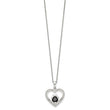 Sterling Silver Black and White CZ Heart with Paw Print 18 inch Necklace