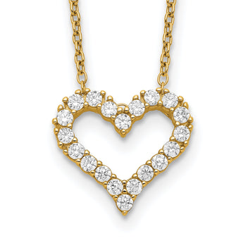 Sterling Silver Gold-tone CZ Heart w/ 2in ext. Necklace