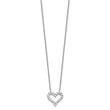 Sterling Silver Rhodium-plated CZ Open Heart 16 inch Necklace with 2 inch extension