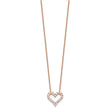 Sterling Silver Rose-tone CZ Heart w/ 2in ext. Necklace
