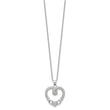 Sterling Silver Rhod-plated Claddagh Heart CZ  W/ 1 in ext.Necklace