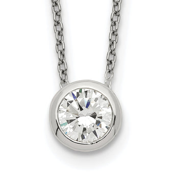 Sterling Silver Bezel 8mm CZ Necklace