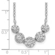 Sterling Silver Rhodium-plated 5-CZ Circles w/2in. Ext. Necklace