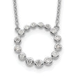 Sterling Silver Rhodium-plated CZ Circle w/2in ext Necklace