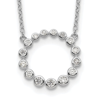 Sterling Silver Rhodium-plated CZ Circle w/2in ext Necklace