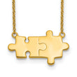 Sterling Silver Gold-tone Brushed/Polished Puzzle Pieces Necklace