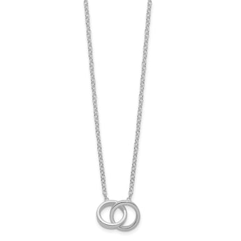 Sterling Silver Polished 2-Rings Necklace 18 in - Birthstone Company