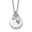 Sterling Silver Rhodium Plated w/1.75in ext. CZ Necklace
