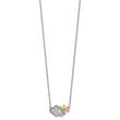 Sterling Silver RH-plated Gold-tone CZ Cloud w/Sun 2in ext Necklace