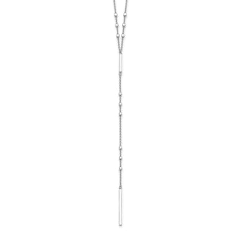 Sterling Silver Rhod-plated Beads/Vertical Bar w/ 1in ext. Y-Necklace