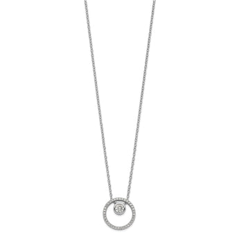 Sterling Silver RH-plated CZ Circle w/1in. Ext. Necklace