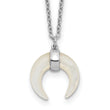 Sterling Silver RH-plated Mother Of Pearl Moon w/2in ext Necklace