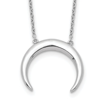 Sterling Silver Rhodium-plated Moon w/ 2in ext. Necklace
