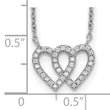 Sterling Silver Rhodium-plated Interconnected Double CZ Open Heart 16.5 inch Necklace with 1 inch extension