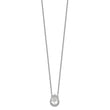 Sterling Silver Rhodium-plated Pear CZ Halo w/1in ext Necklace