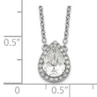 Sterling Silver Rhodium-plated Pear CZ Halo w/1in ext Necklace