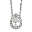 Sterling Silver Rhodium-plated Pear CZ Halo w/1in ext Necklace