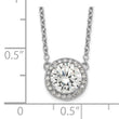 Sterling Silver Rhodium-plated Round CZ Halo w/1in ext Necklace