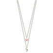 Sterling Silver Rose-Tone 2-strand Moon and Star w/1in ext Necklace
