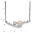 Sterling Silver Rhodium-plated FWC Pearl Bar w/ 1in ext Necklace - Birthstone Company