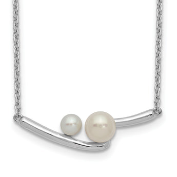 Sterling Silver Rhodium-plated FWC Pearl Bar w/ 1in ext Necklace - Birthstone Company