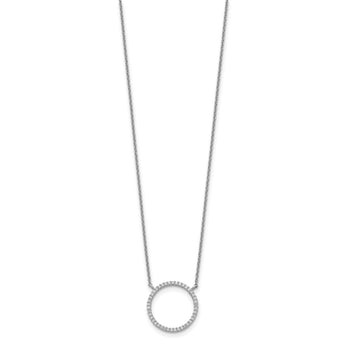 Sterling Silver Circle CZ Necklace 18 in - Birthstone Company