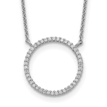Sterling Silver Circle CZ Necklace 18 in - Birthstone Company