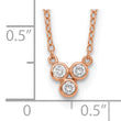 Sterling Silver Rose-tone 3-CZ w/ 2in ext Necklace