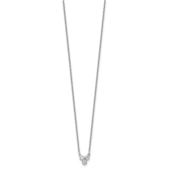 Sterling Silver Rhodium-plated 3-CZ w/ 2in ext Necklace