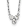 Sterling Silver Rhodium-plated 3-CZ w/ 2in ext Necklace