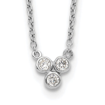 Sterling Silver Rhodium-plated 3-CZ w/ 2in ext Necklace