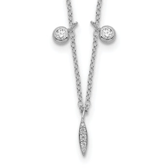 Sterling Silver Rhodium-plated CZ w/2in ext Necklace
