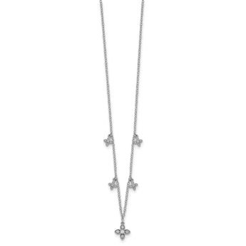 Sterling Silver Rhodium-plated CZ Crosses w/2in ext Necklace