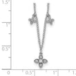 Sterling Silver Rhodium-plated CZ Crosses w/2in ext Necklace